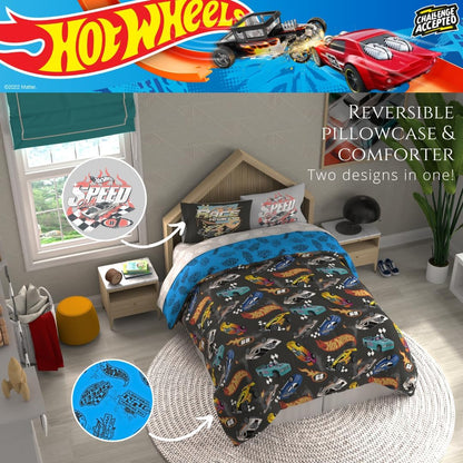 Franco Hot Wheels Kids Bedding Super Soft Comforter and Sheet Set with Sham, 7 Piece Full Size, (Officially Licensed Product)