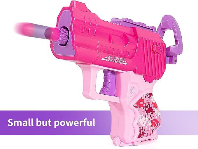 Girls Tactical Vest Kit with Blaster - Kids Pink Tactical Vest Compatible with Nerf Rebelle N-Strike Purple Darts Googles for Girl