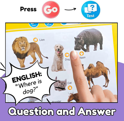 ZeenKind English Learning Talking Book for Kids 2 3 4 5 6 Years Old, 300+ Words Interactive Audio Sound Books for Toddlers, Early Learning Educational Electronic Musical Toy