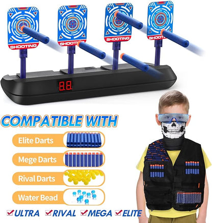 Lehoo Castle Shooting Targets for Nerf Guns, Nerf Targets Vest for Shooting Practice Electronics Shooting Games for Kids, Gift for 3-13 Year Old Boys Girls