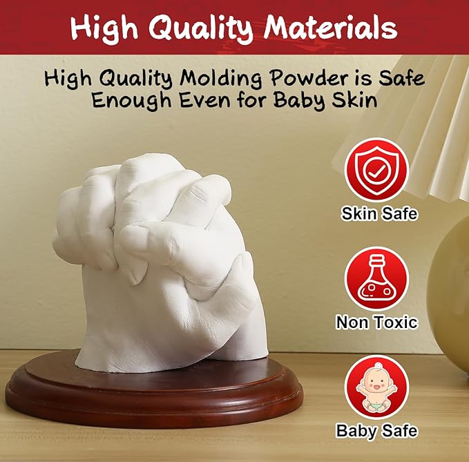 PewinGo Hand Casting Kit With Base - DIY Plaster Mold for Couples - Gift Ideas for Valentines, Engagement, Anniversary, Wedding, Boy/Girlfriend