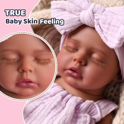 BABESIDE Lifelike Reborn Baby Dolls Daisy Black Girl- 12 Inch Soft Body Realistic-Newborn Handmade Real Life Baby Dolls with Clothes and Toy Gift for Kids Age 3+