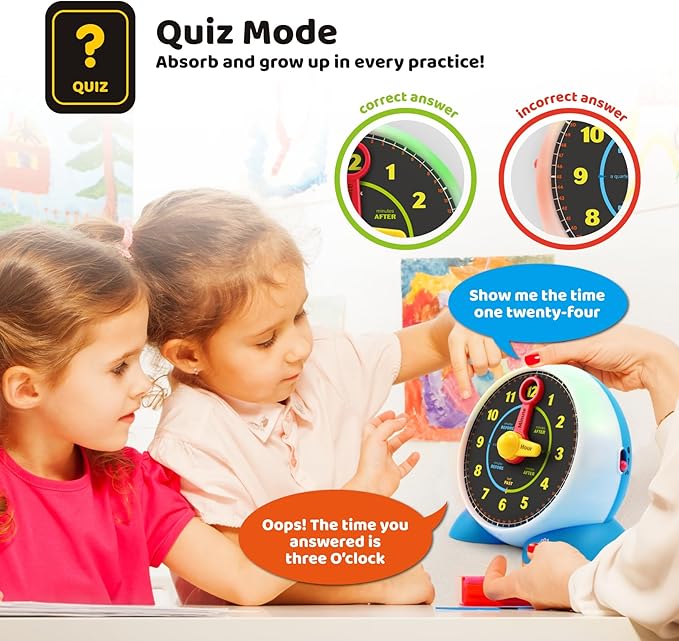 BEST LEARNING Learning Clock - Educational Talking Learn to Tell Time Teaching Toy with Quiz and Music Sleep Mode - Toddlers & Kids Ages 3, 4, 5, 6 Years Old Boy and Girl Birthday Present
