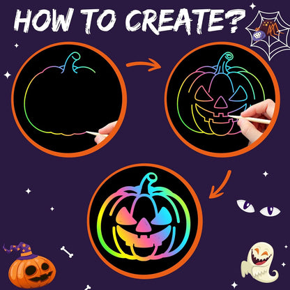 ZMLM Scratch Paper Art-Crafts Gift: 2 Pack Rainbow Notebooks Supplies Toys for 3 4 5 6 7 8 9 10 Years Old Girls and Boys Kids Halloween Birthday Party Games