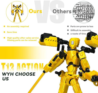 (Assembly Completed) 8 inch T13 Action Figure Set,T 13 Action Figure Multi-Articular Mobile Robot Nova T-13,Desktop Decorations for Game Lovers Toys (Red)