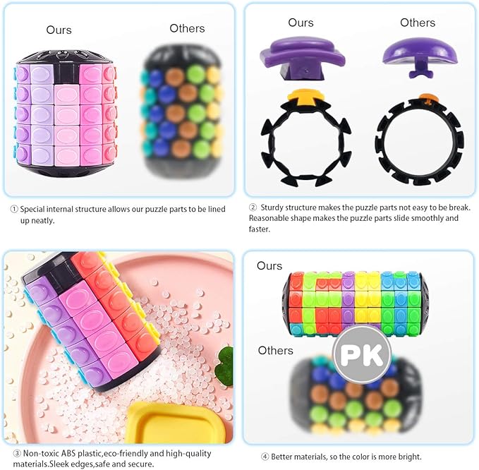 R.Y.TOYS Rotate and Slide Puzzle-Design Patent,Fidget Toys(Restore Order/Create Patterns) 8 Colors,6 Layers-Detach Piece for Quick Play,Brain Teaser,Sensory Toys,Birthday Gifts,Easter Basket Stuffers