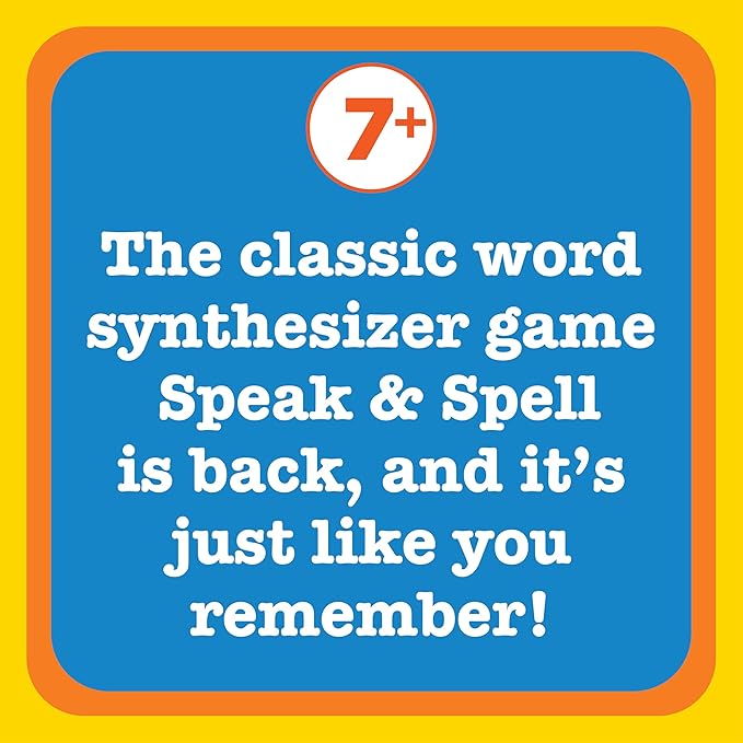 Playmonster Speak & Spell Electronic Game - Educational Learning Toy, Spelling Games, 80s Retro Handheld Arcade, Autism Toys, Activity for Boys, Girls, Toddler, Ages 7+