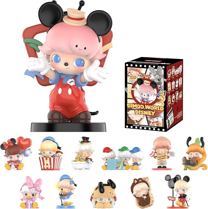 POP MART DIMOO World × Disney Series Figures, Blind Box Figures, Random Design Action Figures Collectible Toys Home Decorations, Single Box