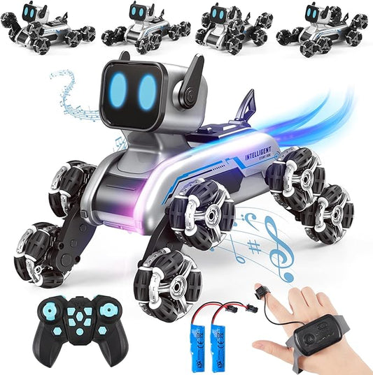 Remote Control Robot Dog Toy for Kids,2.4Ghz 8WD Gesture Sensing Stunt Rc Cars with Music & Light,Children Birthday for 6 7 8 9 10 11 12 Years Old Boys