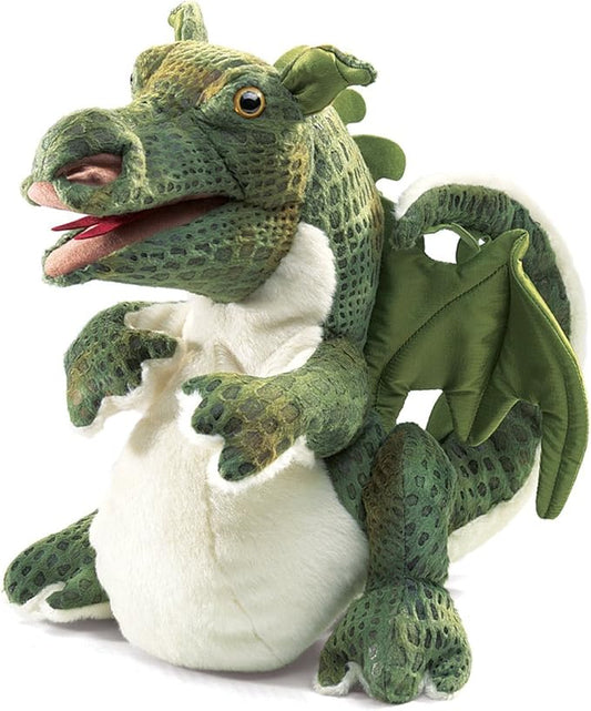 Folkmanis Baby Dragon Hand Puppet, Green, White