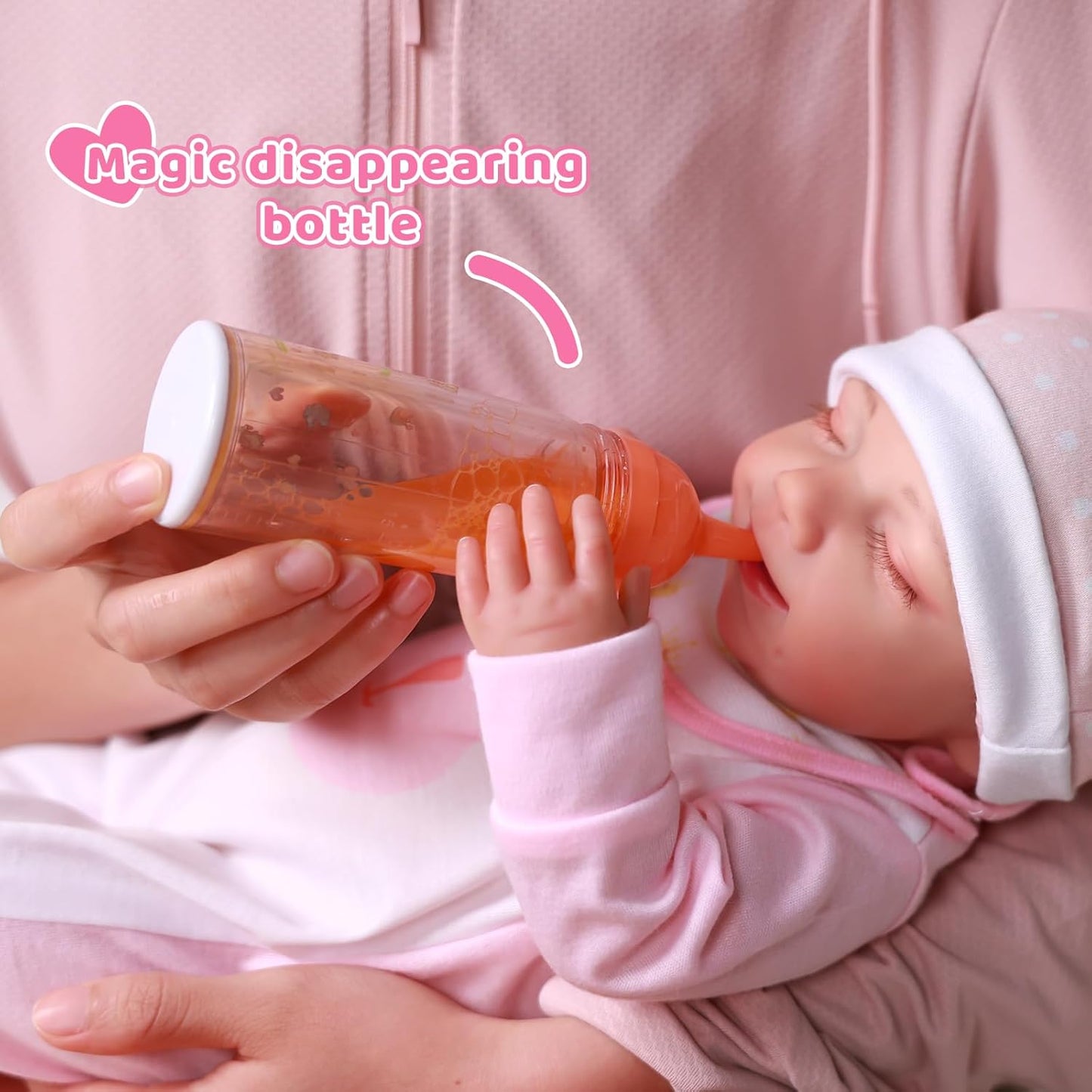 BABESIDE Baby Doll Accessories Set - 10 Pcs Feeding and Caring Set for 12-15 Inches Dolls Including Bottles with Disappearing Milk, Pacifier, Bibs, Diapers, Doll Pretend Play Gift for Kids