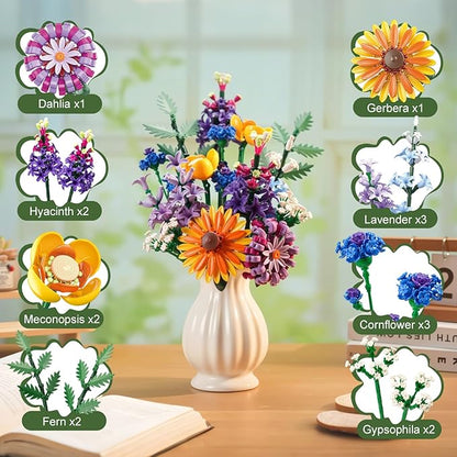 Sunflower Building Blocks Set (1183PCS) - Lego Compatible Flowers for Adults, Home Decor, for Women & Teen Girls, Making It an Ideal Gift for Valentine's Day & Mother's Day.