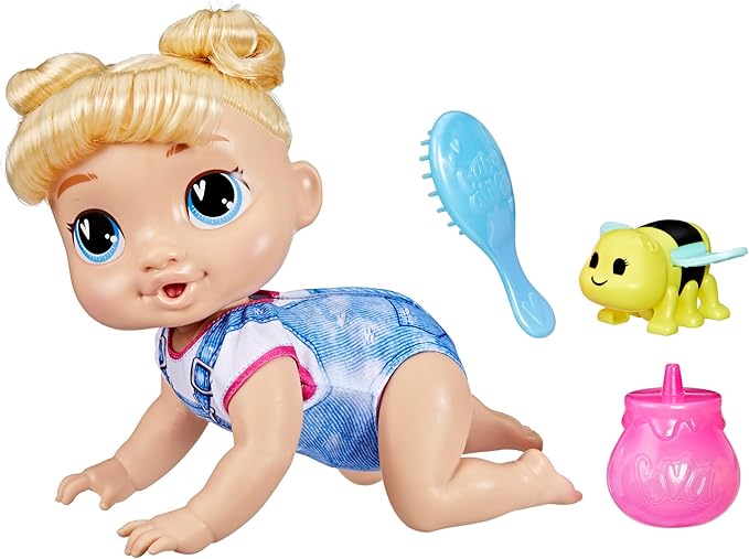 Baby Alive Crawl 'n Play Harper Hugs Electronic Crawling Baby Doll Set, Blonde Hair, Kids Toys for Girls & Boys 3 Years & Up, 10.75 Inches