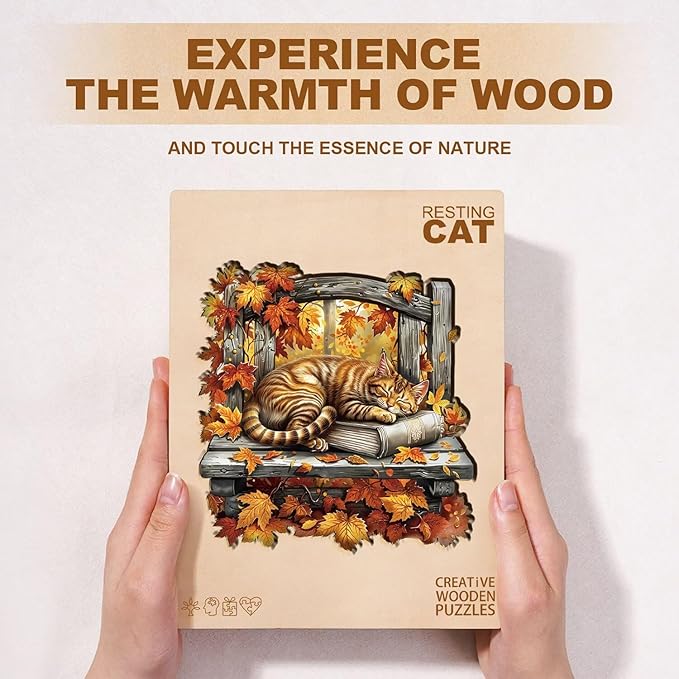 Resting Cat Puzzles Adults Gifts Wooden 200 Pieces 11.4 * 11.4in