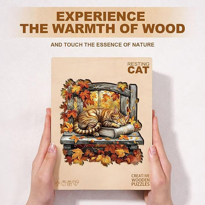 Resting Cat Puzzles Adults Gifts Wooden 200 Pieces 11.4 * 11.4in