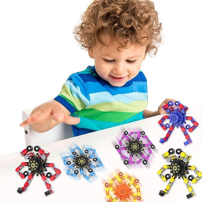 Transformable Fidget Spinners,Funny Stress Relief Sensory Fidget Toys,Deformable Chain DIY Robot Fingertip Gyros Toys Birthday Party Favors Easter Basket Stocking Stuffers for Kids and Adults (16PC)
