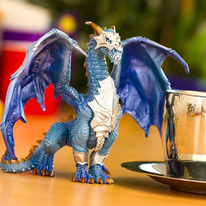 Safari Ltd. Guardian Dragon Figurine - Detailed Regal Blue 6" Model Figure - Fun Fantasy Play Toy for Boys, Girls & Kids Ages 4+