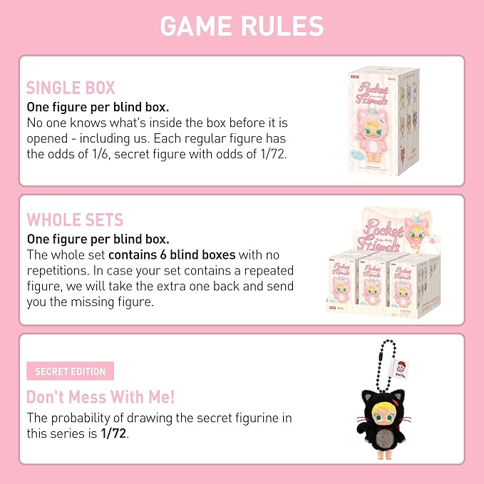 POP MART Baby Molly Pocket Friends Series-Vinyl Plush Pendant Blind Box Figures, Random Design Action Figures Collectible Toys Home Decorations, Single Box