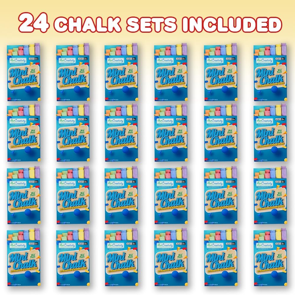 ArtCreativity 288 Count Mini Chalk Sets for Kids (24 Boxes) Non-Toxic Summer Art and Craft Supplies - Small Individual Chalk Packs in Bulk for Classroom Gifts, School Supplies, and Summer Party Favors