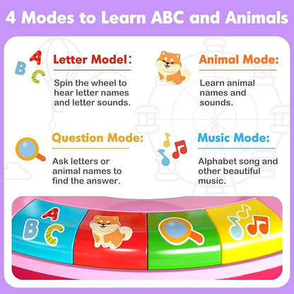 Toys for 1 2 3 Years Old Boys Girls, Musical Spin & Sing Alphabet Zoo with Lights & Sounds, Learning Educational Toys for Toddler 1-3, Christmas Birthday Gifts for Baby Kids Age 6-9-12-18 Months