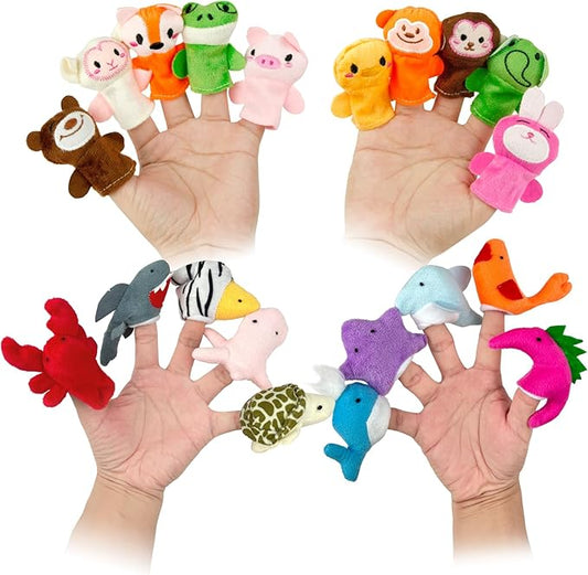 Sealive 20-PCS Finger Puppets for Toddlers Story Time - Soft Velvet Forest & Marine Animals - Perfect for Role Playing, Classroom Learning, Party Favors, Travel, Therapy, Imagination Building