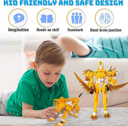 Wenbeier Animal Transforming Robot Toys Tiger Leopard Action Figure for Kids Deformation Robot for Boys & Girls Ages 6-12