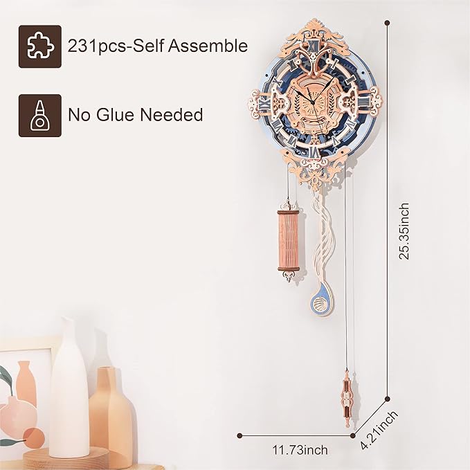 ROKR 3D Wooden Puzzles for Adults, Wooden Puzzle Clock, Mechanical Building Model Kits, DIY Model Kits Brain Teaser Puzzles, Crafts/Hobbies/Gifts for Teens (Romantic Notes Clock)