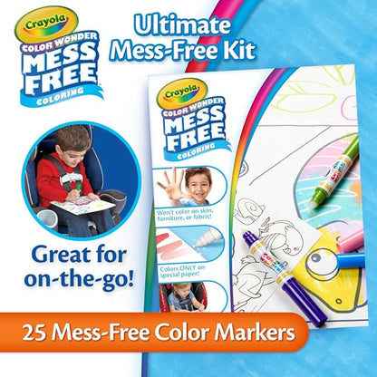 Crayola Color Wonder Mess Free Coloring Kit (50+ Pcs), Toddler Art Set, Mess Free Markers & Coloring Pages, Toddler Travel Activity, Gifts, 3+