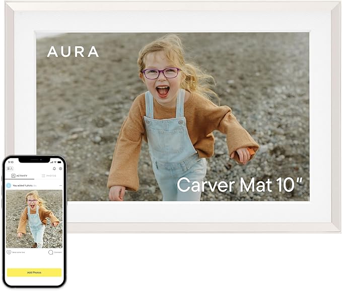 Aura Carver 10.1" WiFi Digital Picture Frame | The Best Digital Frame for Gifting | Text Photos Directly to Your Frame from Anywhere | Free Unlimited Storage | No Subscription Fees, No Ads