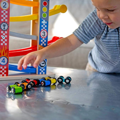 Fat Brain Toys Zigzag Racetrack - Number-Learning Car Tower for Preschoolers