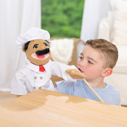 Melissa & Doug Chef Puppet (Al Dente) with Detachable Wooden Rod Pretend Play Chef Puppet Pepe
