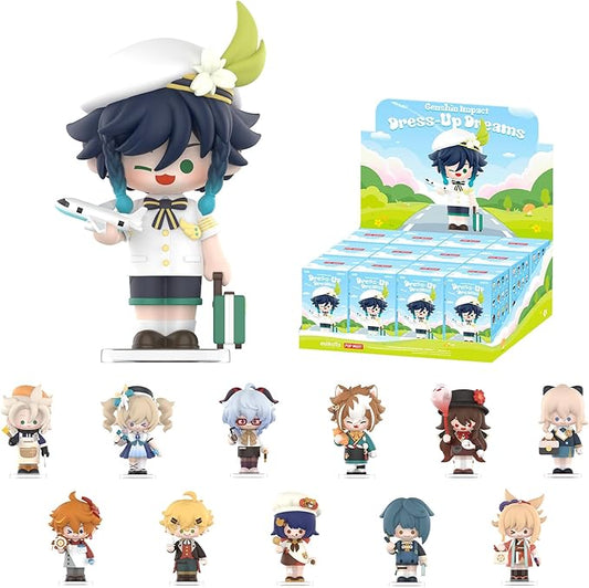 POP MART Genshin Impact Dress-Up Dreams Themed Chibi Series Figures, 12PCs Genshin Impact Blind Box Figures, Random Design Action Figures Collectible Toys Home Decorations,Birthday Gifts, Whole Set