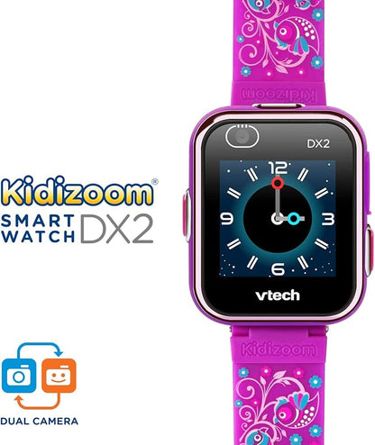 VTech KidiZoom Smartwatch DX2, Special Edition Floral Birds with Bonus Vivid Violet Wristband