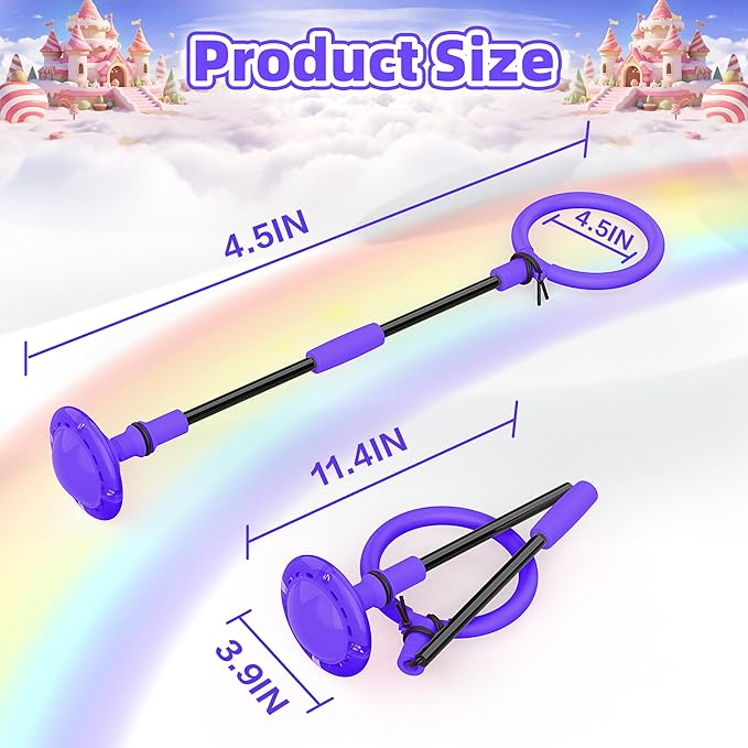 Ankle Skip Ball for Kids, Foldable Colorful Light Flash Wheel Skip Ball for Adults, Indoor Outdoor Game Toys for Kids, Gift for Girls, Boys Ages 5 6 7 8 9 10 11 12 Years Old - Purple