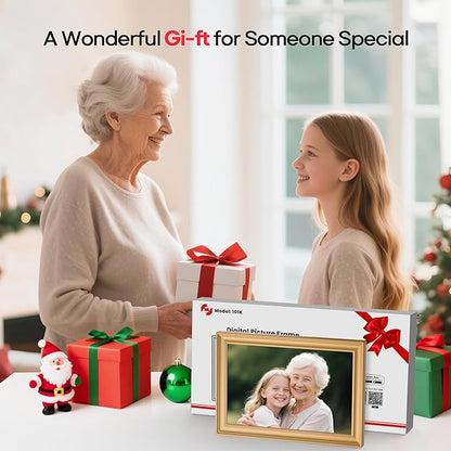 Frameo 10.1" WiFi Digital Picture Frame with 32GB Memory, 1280 x 800 IPS HD Touch Screen Electronic Photo Frame, Auto-Rotate, Slideshow, Wall Mountable, Share Photos/Video Remotely Anywhere