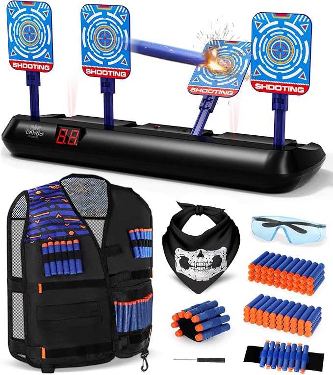 Lehoo Castle Shooting Targets for Nerf Guns, Nerf Targets Vest for Shooting Practice Electronics Shooting Games for Kids, Gift for 3-13 Year Old Boys Girls