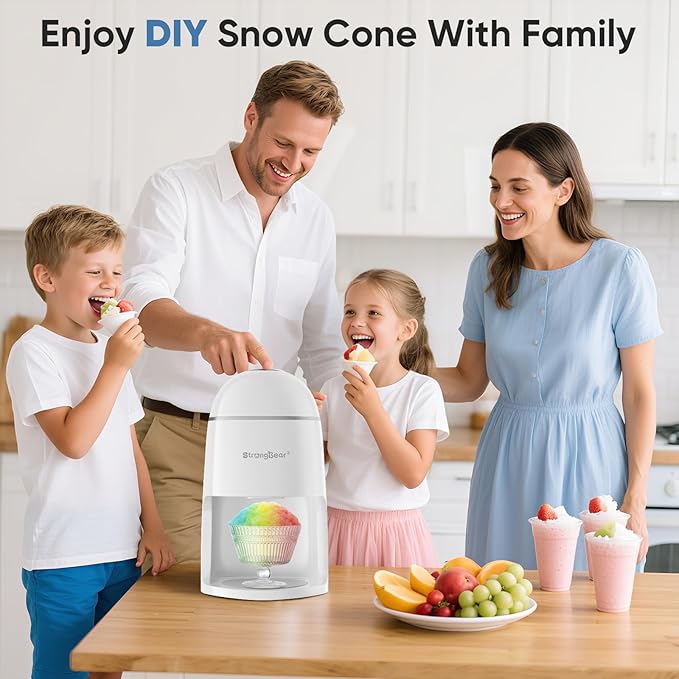 StrongBear Snow Cone Shaved Ice Machine, Electric Ice Shaver Slushie Machine, Snowcone Maker for Kids Birthday Party, House Warming Gifts New Home, Kitchen Gift Ideas, White