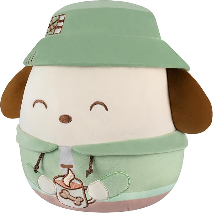 Squishmallows Original Sanrio 12in Cute Camping Pochacco – Official Jazwares Plush (Medium-Sized)