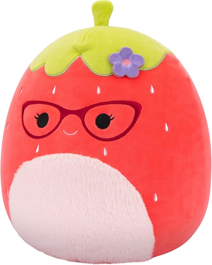 Squishmallows Original 12in Scarlet The Red Strawberry with Glasses and Flower Pin – Official Jazwares Plush (Medium-Sized)