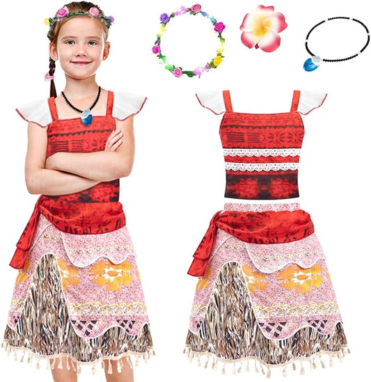 Meland Princess Dress Up for Girls, Dress Up Clothes with Light Up Flower Crown, Halloween Costumes for Girls Toddlers 3-8