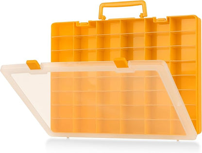 MYMOON HOME Plastic Toy Storage Case Compatible with Mini Brands Collector Toys, miniverse Shopkins, Real Littles, and LOL Surprise Collectible Compartments for Miniatures, Travel Friendly (Orange)