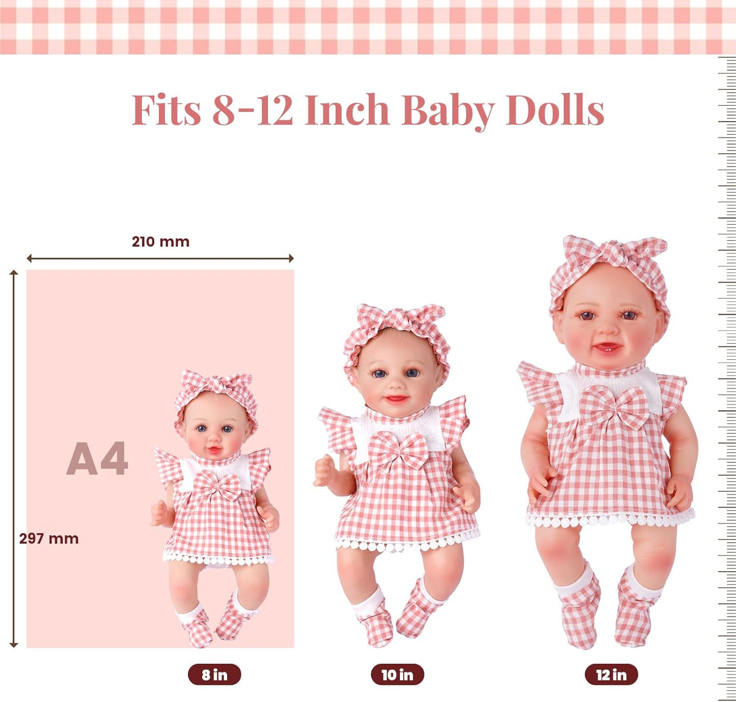 BABESIDE 6 Sets of Baby Doll Clothes for 8-10-12 Inch Dolls, Bitty Babydolls Clothes and Accessories Set with Socks Underwear for Realistic Baby Dolls Girl