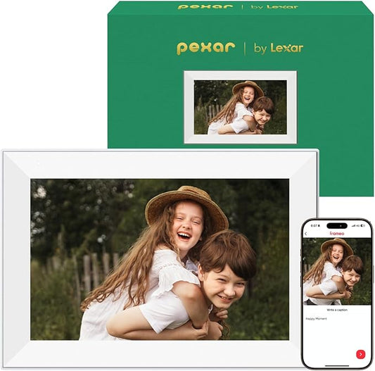Pexar Terra 10.1 Inch Digital Picture Frame, Anti-Glare Screen for Extraordinary Clarity, Easy Share Photos or Videos via The Frameo App, The Good Choice for Gifting, Powered by Lexar
