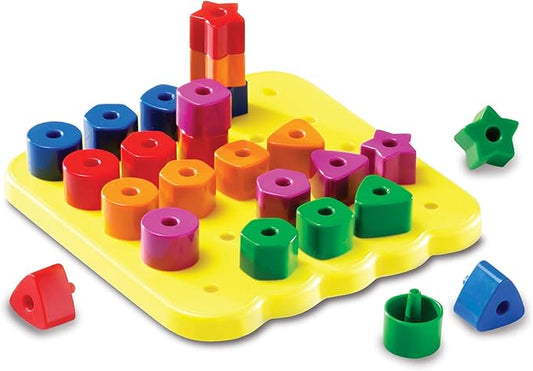 Learning Resources Stacking Shapes Pegboard, Fine Motor Toy, 35 Piece Set, Ages 2+, Multi-color (LER1572)