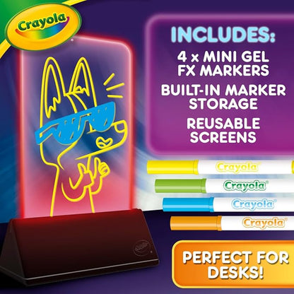 Crayola Multi-Color Light Board, Light Up Drawing Toy, Desk Toy, Doodle Pad, Glow Art, Gifts, Toys Boys & Girls, Ages 6, 7, 8