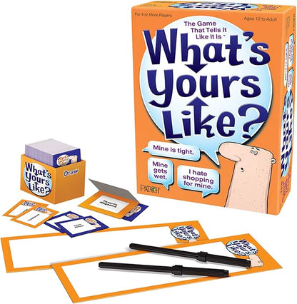 PlayMonster What's Yours Like? — Hilarious Party Card Game — Describe What Your Guess Word is Like — Ages 12+