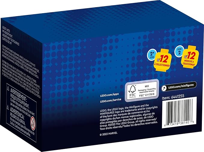 Lego Minifigures Marvel Series 2 6 Pack 66735 Mystery Blind Box, Surprise Collectible Characters for Role Play or to Add to a Minifigure or Marvel Collection, A Gift for Disney and Marvel Fans