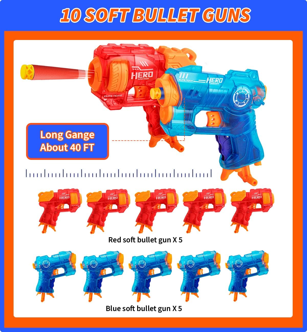 Banvih 10 Packs Small Gun Set for Nerf Party Supplies & Favors, for Boys' Birthday Party -10 Bulk Mini Pistol Blasters, Goggles, Masks, Wristbands, 200 Foam Darts