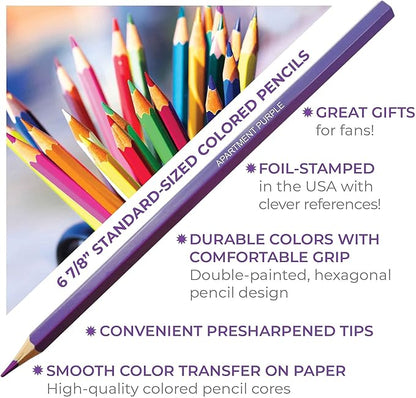 "The One with the Colors Friends-Inspired Colored Pencils Set of 12 with 5 Fun Coloring Pages – Foil-Stamped Pencils, Ideal for Fans, Artists, Teens & Adults, Great for Art Supplies