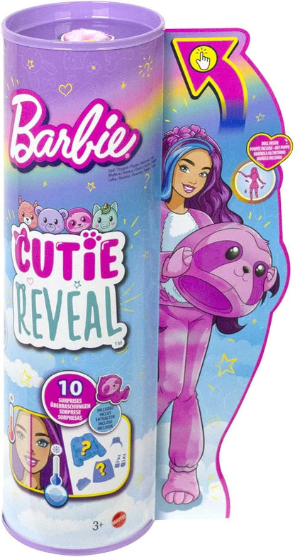 Barbie Cutie Reveal Doll, Fantasy Series Sloth Plush Costume, 10 Surprises Including Mini Pet & Color Change
